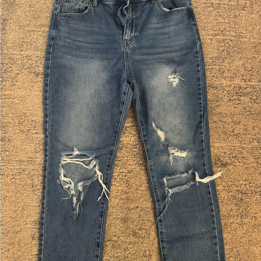 Stylish Distressed Blue Skinny Jeans